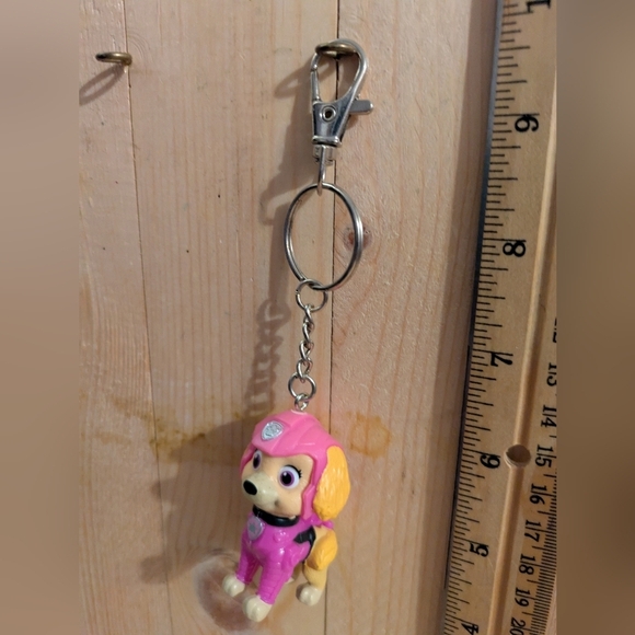 Pink and Yellow Dog Keychain Handmade - Picture 1 of 4